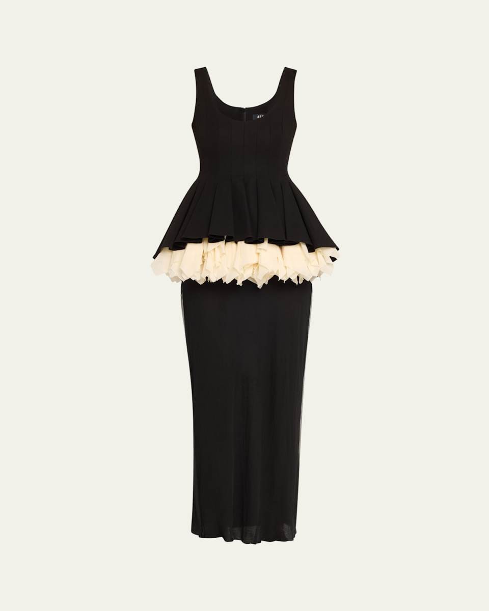 Leon Flower Peplum Long Dress